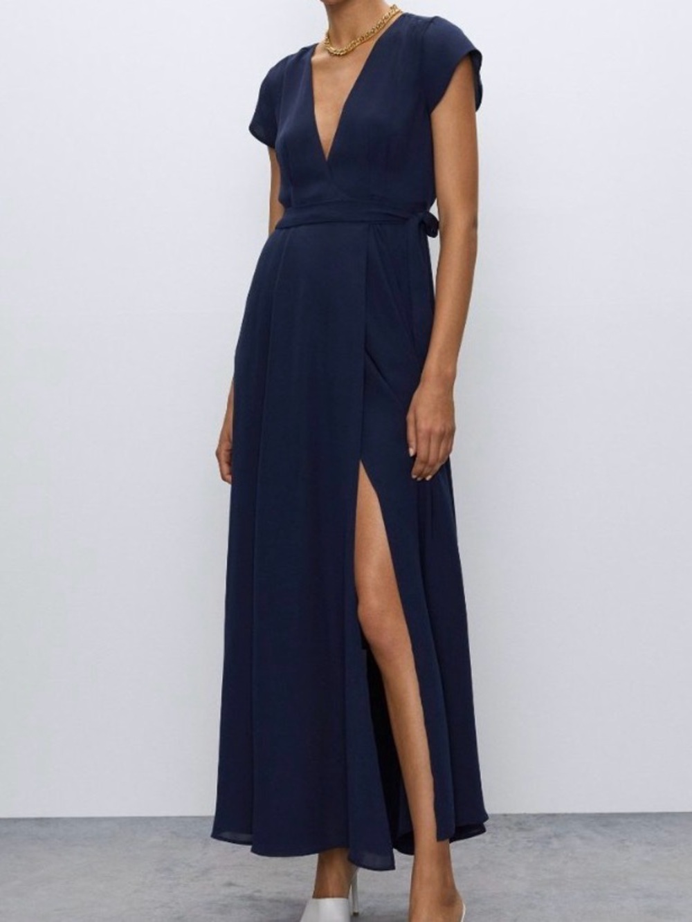 Babaton Navy Wrap Maxi Dress